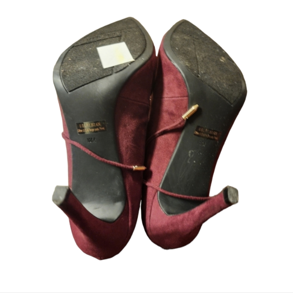 Marc Fisher Burgundy Heels Tie Up Zip Back Size 10 - Picture 5 of 5